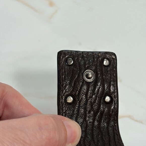 Puntotres Brown Leather Wallet Bifold Snap Closure Contrast Stitching 6.5"x4" - Picture 6 of 15